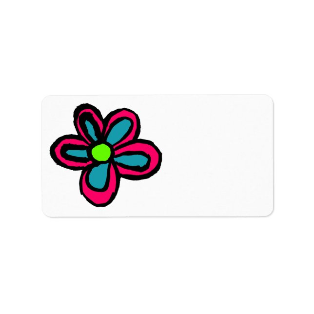 Söt rosa blomma adressetikett (Framsidan)