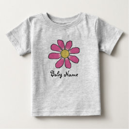 Söt Rosa blomma med Anpassningsbar Baby Namn Tee