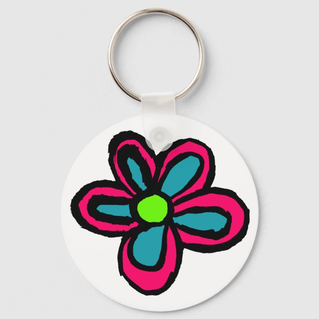 Söt rosa blomma nyckelring (Framsida)