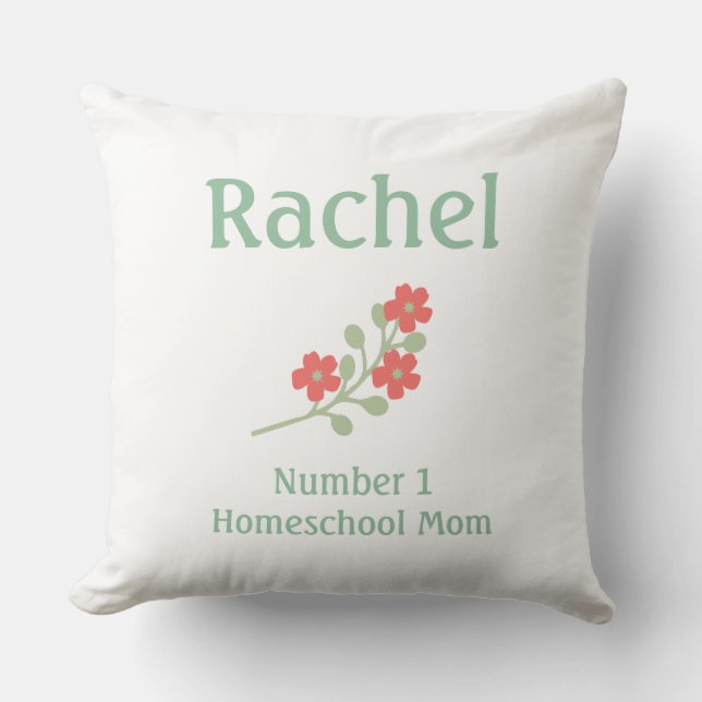 Söt rosa blomma på vit bakgrund kudde (Framsida)