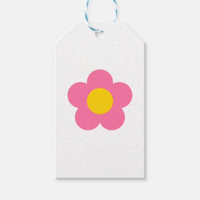 Söt rosa blomma presentetikett (Framsidan)