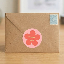 Söt rosa blomma tack-sticker runt klistermärke