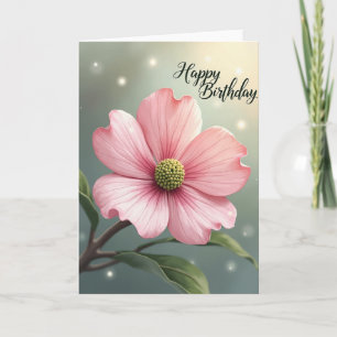 Söt Rosa Blommande Kort