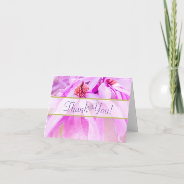 Söt Rosa Blommans Blommar Tack Kort (Framsida)