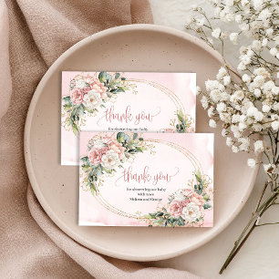 Söt rosa blommig eucalyptus tackkort tack kort