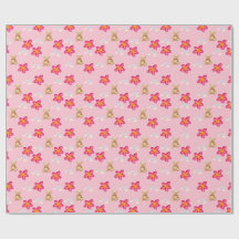 Söt Rosa Blommig Stjärnmönstrad Presentpapper | Ae