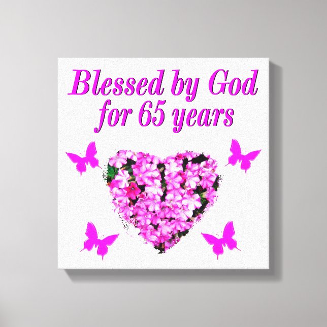 SÖT ROSA BLOMMIGT 65E  BIRTHDAY DESIGN CANVASTRYCK (Framsida)
