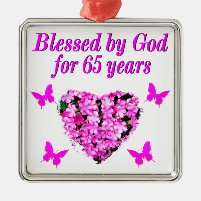 SÖT ROSA BLOMMIGT 65E  BIRTHDAY DESIGN JULGRANSPRYDNAD METALL (Framsidan)