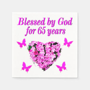 SÖT ROSA BLOMMIGT 65E BIRTHDAY DESIGN PAPPERSSERVETT