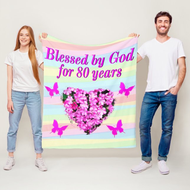 SÖT ROSA BLOMMIGT 80:E BLESSINGEN FLEECE BLANKET (På plats)