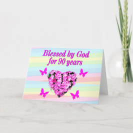 SÖT ROSA BLOMMIGT 90:E BIRTHDAARD-KORT KORT