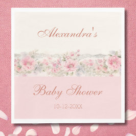 Söt  Rosa Blommigt Baby Shower Shabby chic Pappersservett