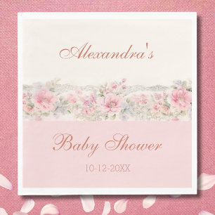 Söt Rosa Blommigt Baby Shower Shabby chic Pappersservett