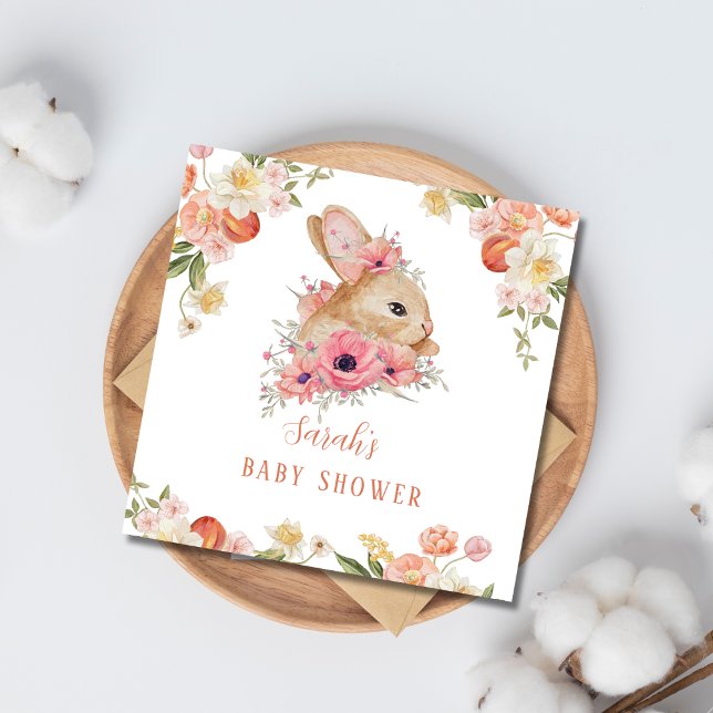 Söt  rosa blommigt, babydusch pappersservett (Skapare uppladdad)