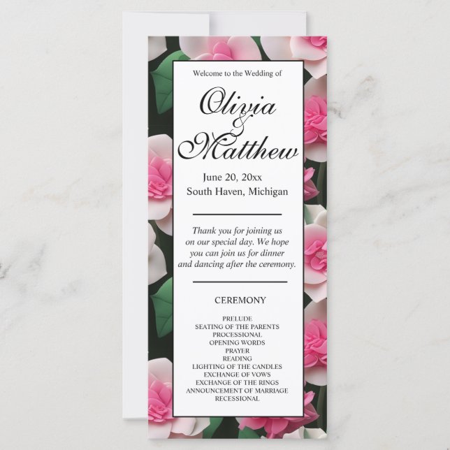 Söt rosa blommigt boho greenery mönster (Framsida)