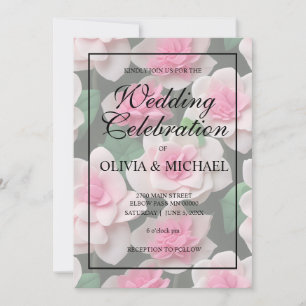 Söt rosa blommigt boho greenery mönster inbjudningar