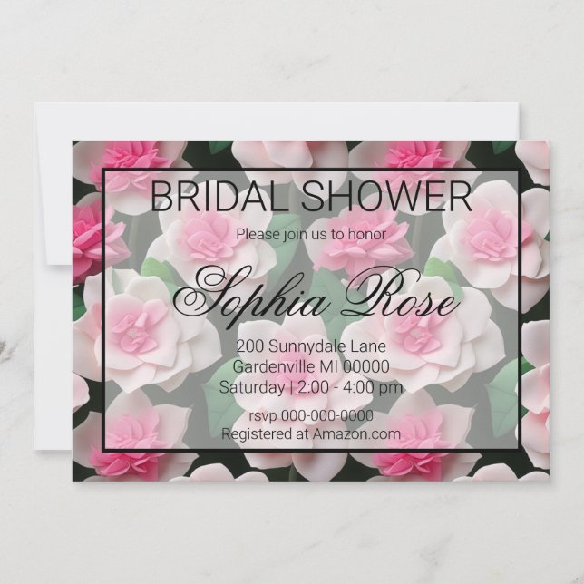 Söt rosa blommigt boho greenery mönster inbjudningar (Framsida)