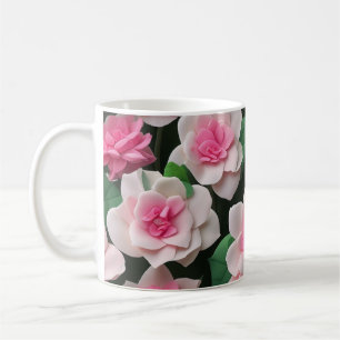 Söt rosa blommigt boho greenery mönster kaffemugg