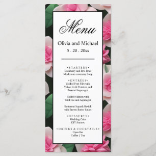 Söt rosa blommigt boho greenery mönster meny
