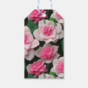 Söt rosa blommigt boho greenery mönster presentetikett