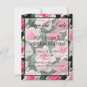 Söt rosa blommigt boho greenery mönster spara datumet