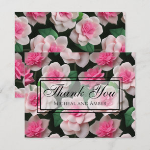 Söt rosa blommigt boho greenery mönster tack kort
