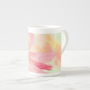 Söt Rosa Blommigt Bone China Mugg Benporslin Mugg