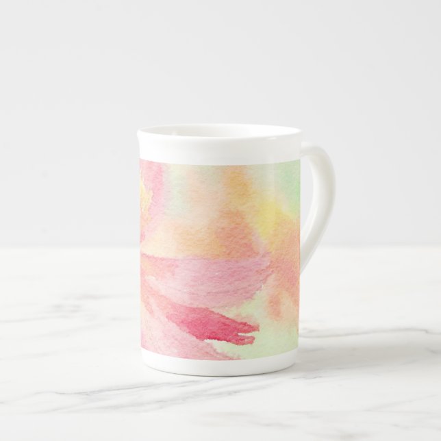 Söt Rosa Blommigt Bone China Mugg Benporslin Mugg (Framsida höger)