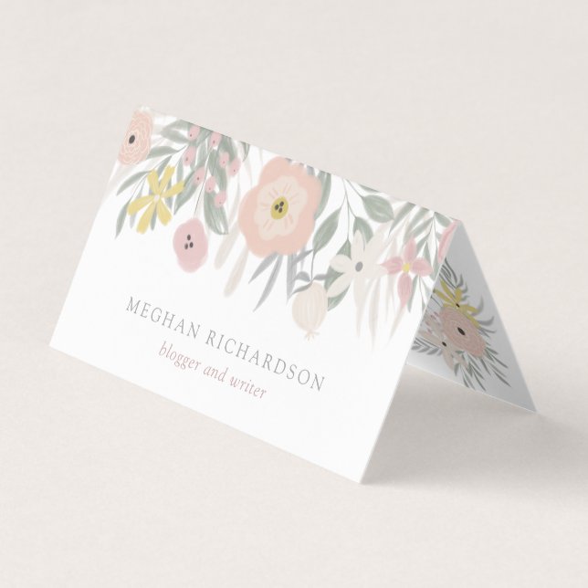 Söt Rosa Blommigt Bouquet on White Visitkort (Framsida)