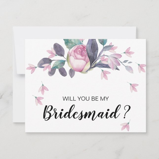 Söt Rosa Blommigt Bridesmaid Frieri Inbjudningar (Framsida)