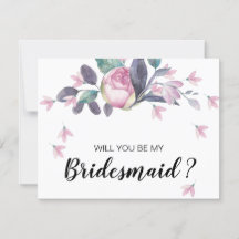 Söt Rosa Blommigt Bridesmaid Frieri