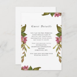 Söt Rosa Blommigt Bröllop Guest Detail  Guest  Tilläggskort