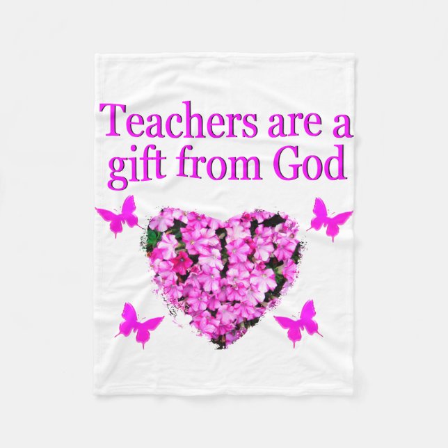 SÖT ROSA BLOMMIGT CHRISTIAN TEACHER DESIGN FLEECEFILT (Framsidan)