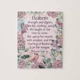 Söt Rosa Blommigt Garden Birds Proverbs 31 Bible Pussel