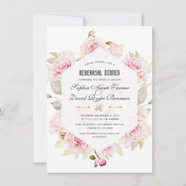 Söt Rosa Blommigt Geometric Rehearsal Dinner Inbjudningar