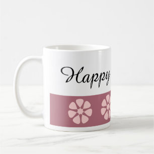 Söt Rosa Blommigt Grattis på födelsedagen Kaffemugg
