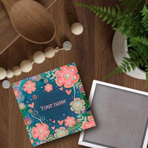 Söt Rosa Blommigt Hearts Customized Inspiritivity Magnet
