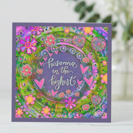 Söt Rosa Blommigt Hearts Hosanna Påsk Anteckningskort
