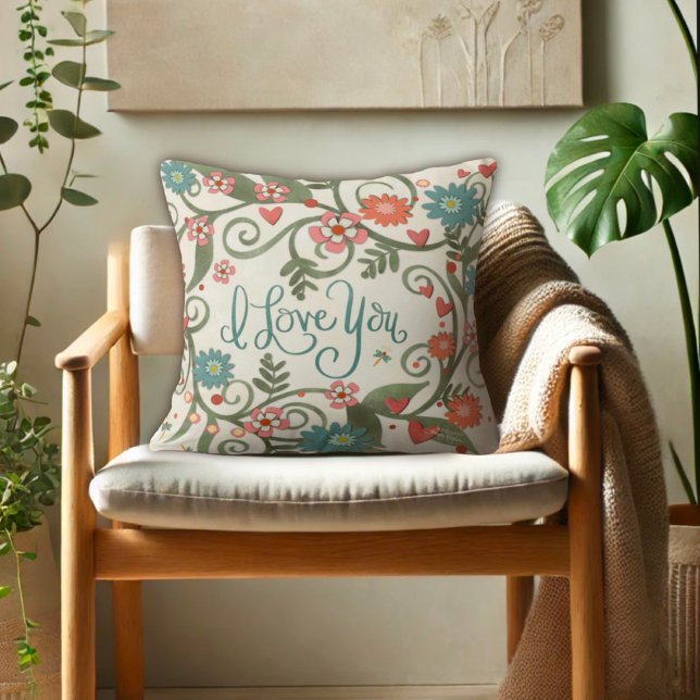 Söt Rosa Blommigt I Kärlek Du Kudde (Skapare uppladdad)