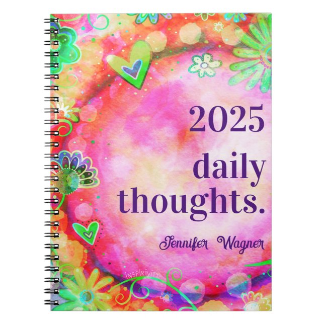 Söt Rosa Blommigt inspirerande Trendig "Inspirivit Anteckningsbok (Framsidan)