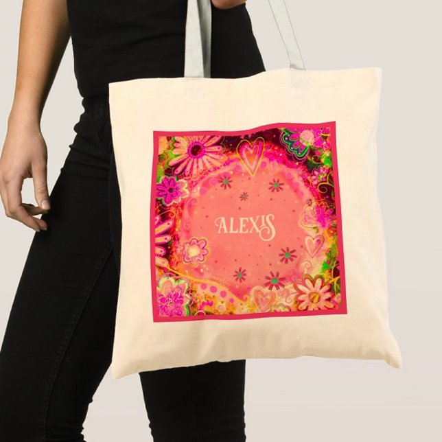 Söt Rosa Blommigt Inspiritivity Toit Bag Tygkasse (Skapare uppladdad)