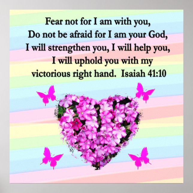 SÖT ROSA BLOMMIGT ISAIAH 41:10 DESIGN POSTER (Framsidan)