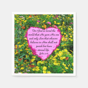 SÖT ROSA BLOMMIGT JOHN 3:16 PHOTO DESIGN PAPPERSSERVETT