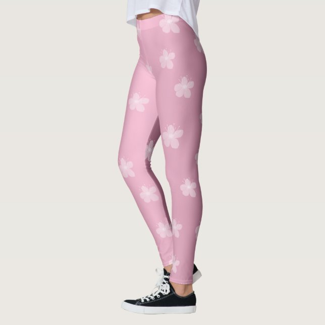 Söt Rosa Blommigt Leggings (Vänster)
