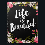 Söt Rosa Blommigt Livet är vackert Journal Anteckningsbok<br><div class="desc">En fantastisk blomma av rosa ranunculus blommor och knoppar runt kant i den här vackra bärbara datorn av journal-storlek som lyder "Livet är vackert" i trendigets handskrivna text på framsidan.</div>