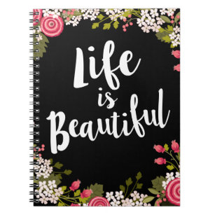 Söt Rosa Blommigt Livet är vackert Journal Anteckningsbok