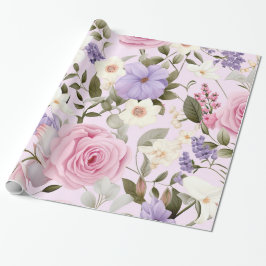 Söt Rosa Blommigt  Medley Wrapping Papper Presentpapper