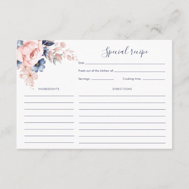 Söt Rosa Blommigt Möhippa Recept for   Tilläggskort (Framsida)