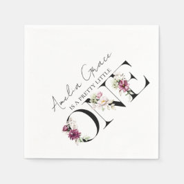 Söt Rosa Blommigt ONE Flicka första födelsedagen Pappersservett