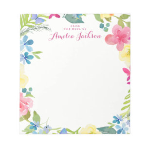 Söt Rosa Blommigt Personlig Stationery Anteckningsblock